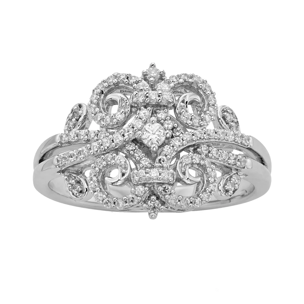Simply Vera Vera Wang Sterling Silver 1/3-ct. T.W. Diamond Scrollwork Ring 3 Simply Vera Vera Wang Sterling Silver 1/3-ct. T.W. Diamond Scrollwork Ring