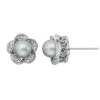 Simply Vera Vera Wang Dyed Freshwater Cultured Pearl & Diamond Accent Sterling Silver Flower Stud Earrings