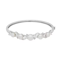 Simply Vera Vera Wang Sterling Silver Freshwater Cultured Pearl & Lab-Created White Sapphire Bangle Bracelet