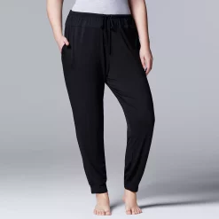 Plus Size Simply Vera Vera Wang Basic Luxury Banded Bottom Pajama Pants -SIMPLY VERA VERA WANG Sales 2822927 Black