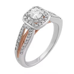 Simply Vera Vera Wang Two Tone 14k Gold 1/2 Carat T.W. Diamond Square Halo Ring -SIMPLY VERA VERA WANG Sales 2925243 ALT