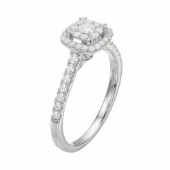 Simply Vera Vera Wang 14k White Gold 1/2 Carat T.W. Diamond Square Halo Engagement Ring -SIMPLY VERA VERA WANG Sales 3027955 ALT