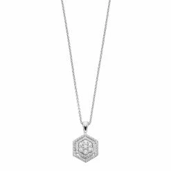 Simply Vera Vera Wang 10th Anniversary Sterling Silver 1/3 Carat T.W. Diamond Flower Hexagon Pendant