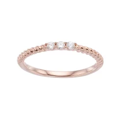 Simply Vera Vera Wang 14k Gold 1/10 Carat T.W. Diamond 3-Stone Twist Anniversary Ring -SIMPLY VERA VERA WANG Sales 3055955 Rose