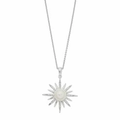 Simply Vera Vera Wang Sterling Silver Freshwater Cultured Pearl & 1/10 Carat T.W. Diamond Starburst Pendant