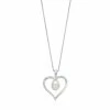 Simply Vera Vera Wang Sterling Silver Freshwater Cultured Pearl & 1/10 Carat T.W. Diamond Heart Pendant -SIMPLY VERA VERA WANG Sales 3281753