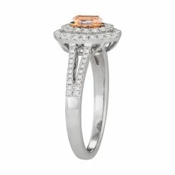 Simply Vera Vera Wang Two Tone 14k Gold Morganite & 1/3 Carat T.W. Diamond Halo Ring -SIMPLY VERA VERA WANG Sales 3864380 ALT