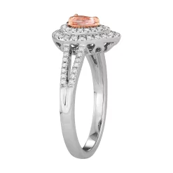 Simply Vera Vera Wang Two Tone 14k Gold Morganite & 1/3 Carat T.W. Diamond Teardrop Halo Ring -SIMPLY VERA VERA WANG Sales 3864381 ALT