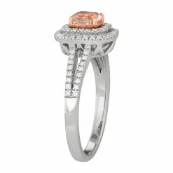 Simply Vera Vera Wang Two Tone 14k Gold Morganite & 1/3 Carat T.W. Diamond Square Halo Ring -SIMPLY VERA VERA WANG Sales 3864382 ALT
