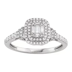 Simply Vera Vera Wang 14k White Gold 1/2 Carat T.W. Diamond Baguette Halo Engagement Ring