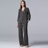 Women's Simply Vera Vera Wang Basic Luxury ¾ Sleeve Pajama Shirt & Pants Sleep Set -SIMPLY VERA VERA WANG Sales 3952142 Charcoal Heather