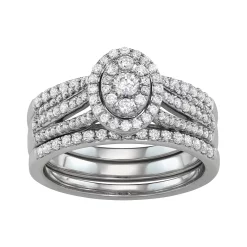 Simply Vera Vera Wang 14k White Gold 3/4 Carat T.W. Diamond Cluster Engagement Ring Set