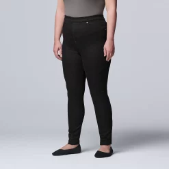 Plus Size Simply Vera Vera Wang Mid Rise All-Day Denim Legging -SIMPLY VERA VERA WANG Sales 3962345 Black
