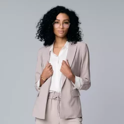 Women's Simply Vera Vera Wang Roll-Tab Relaxed Blazer -SIMPLY VERA VERA WANG Sales 4243347 Ace Beige