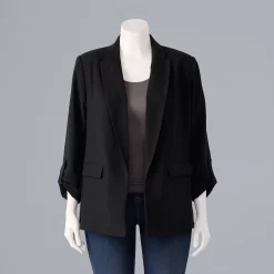 Plus Size Simply Vera Vera Wang Ruched Sleeve Blazer