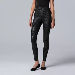 Women's Simply Vera Vera Wang High Rise Faux Leather Shaping Leggings -SIMPLY VERA VERA WANG Sales 4473241 Black Camo