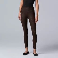 Women's Simply Vera Vera Wang High Rise Faux Leather Shaping Leggings -SIMPLY VERA VERA WANG Sales 4473241 Brown Snake