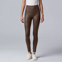 Women's Simply Vera Vera Wang High Rise Faux Leather Shaping Leggings -SIMPLY VERA VERA WANG Sales 4473241 Naveena Brown