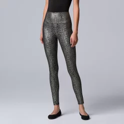 Women's Simply Vera Vera Wang High Rise Faux Leather Shaping Leggings -SIMPLY VERA VERA WANG Sales 4473241 Silver Foil Snake