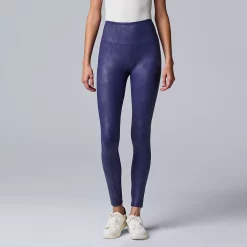Women's Simply Vera Vera Wang High Rise Faux Leather Shaping Leggings -SIMPLY VERA VERA WANG Sales 4473241 Tahlia Navy