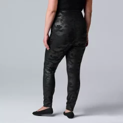 Plus Size Simply Vera Vera Wang High Rise Faux Leather Leggings -SIMPLY VERA VERA WANG Sales 4473242 ALT
