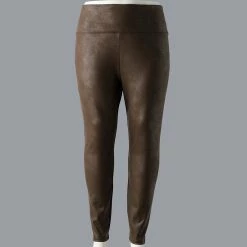 Plus Size Simply Vera Vera Wang High Rise Faux Leather Leggings -SIMPLY VERA VERA WANG Sales 4473242 Naveena Brown