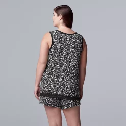 Plus Size Simply Vera Vera Wang Basic Luxury Pajama Tank & Pajama Boxers Set -SIMPLY VERA VERA WANG Sales 4780280 ALT