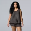 Plus Size Simply Vera Vera Wang Basic Luxury Pajama Tank & Pajama Boxers Set -SIMPLY VERA VERA WANG Sales 4780280 Heather Coal