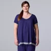 Plus Size Simply Vera Vera Wang Basic Luxury Short Sleeve Pajama Top -SIMPLY VERA VERA WANG Sales 4780284 Navy