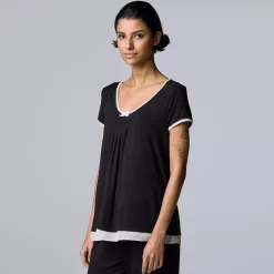 Women's Simply Vera Vera Wang Basic Luxury Pajama Sleep Top -SIMPLY VERA VERA WANG Sales 4780285 Black