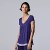 Women's Simply Vera Vera Wang Basic Luxury Pajama Sleep Top -SIMPLY VERA VERA WANG Sales 4780285 Navy