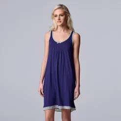 Women's Simply Vera Vera Wang Basic Luxury Chemise -SIMPLY VERA VERA WANG Sales 4780286 Navy