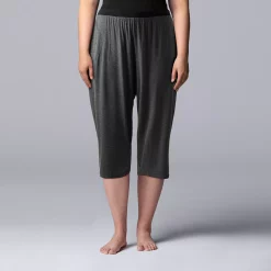 Plus Size Simply Vera Vera Wang Basic Luxury Pajama Capri Pants -SIMPLY VERA VERA WANG Sales 4780289 Heather Gray