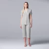 Women's Simply Vera Vera Wang Basic Luxury Notch Collar Pajama Shirt & Pajama Capris Set 2 Women's Simply Vera Vera Wang Basic Luxury Notch Collar Pajama Shirt & Pajama Capris Set -SIMPLY VERA VERA WANG Sales 4797263 Light Heather Gray