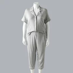 Plus Size Simply Vera Vera Wang Basic Luxury Pajama Shirt & Pajama Capris Set -SIMPLY VERA VERA WANG Sales 4797278 ALT2