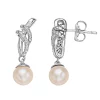 Simply Vera Vera Wang Sterling Silver 1/10 Carat T.W. Diamond & Freshwater Cultured Pearl Drop Earrings -SIMPLY VERA VERA WANG Sales 4813834