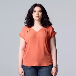 Women's Simply Vera Vera Wang V-Neck Top -SIMPLY VERA VERA WANG Sales 4826767 Cassie Coral