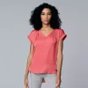 Women's Simply Vera Vera Wang V-Neck Top -SIMPLY VERA VERA WANG Sales 4826767 Comet Coral