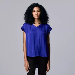 Women's Simply Vera Vera Wang V-Neck Top -SIMPLY VERA VERA WANG Sales 4826767 Electric Gulf