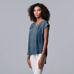 Women's Simply Vera Vera Wang V-Neck Top -SIMPLY VERA VERA WANG Sales 4826767 Moonbeam Blue