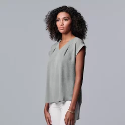 Women's Simply Vera Vera Wang V-Neck Top -SIMPLY VERA VERA WANG Sales 4826767 Peri Gray
