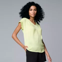 Women's Simply Vera Vera Wang V-Neck Top -SIMPLY VERA VERA WANG Sales 4826767 Real Lemon