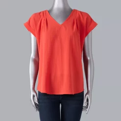 Women's Simply Vera Vera Wang V-Neck Top -SIMPLY VERA VERA WANG Sales 4826767 Red Kiss