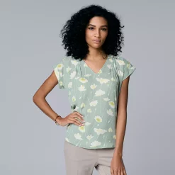 Women's Simply Vera Vera Wang V-Neck Top -SIMPLY VERA VERA WANG Sales 4826767 Stem Floral