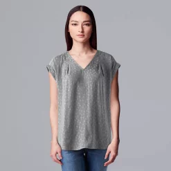 Women's Simply Vera Vera Wang V-Neck Top -SIMPLY VERA VERA WANG Sales 4826767 Stratus Gray