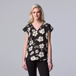 Women's Simply Vera Vera Wang V-Neck Top -SIMPLY VERA VERA WANG Sales 4826767 Tossed Blooms