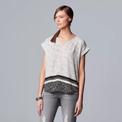 Petite Simply Vera Vera Wang V-Neck Popover Top -SIMPLY VERA VERA WANG Sales 4826906 Light Drops
