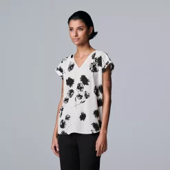 Petite Simply Vera Vera Wang V-Neck Popover Top -SIMPLY VERA VERA WANG Sales 4826906 Modern Floral