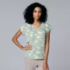 Petite Simply Vera Vera Wang V-Neck Popover Top -SIMPLY VERA VERA WANG Sales 4826906 Stem Floral