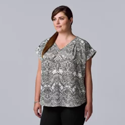 Plus Size Simply Vera Vera Wang Dolman Popover Top -SIMPLY VERA VERA WANG Sales 4852066 Floral Lace